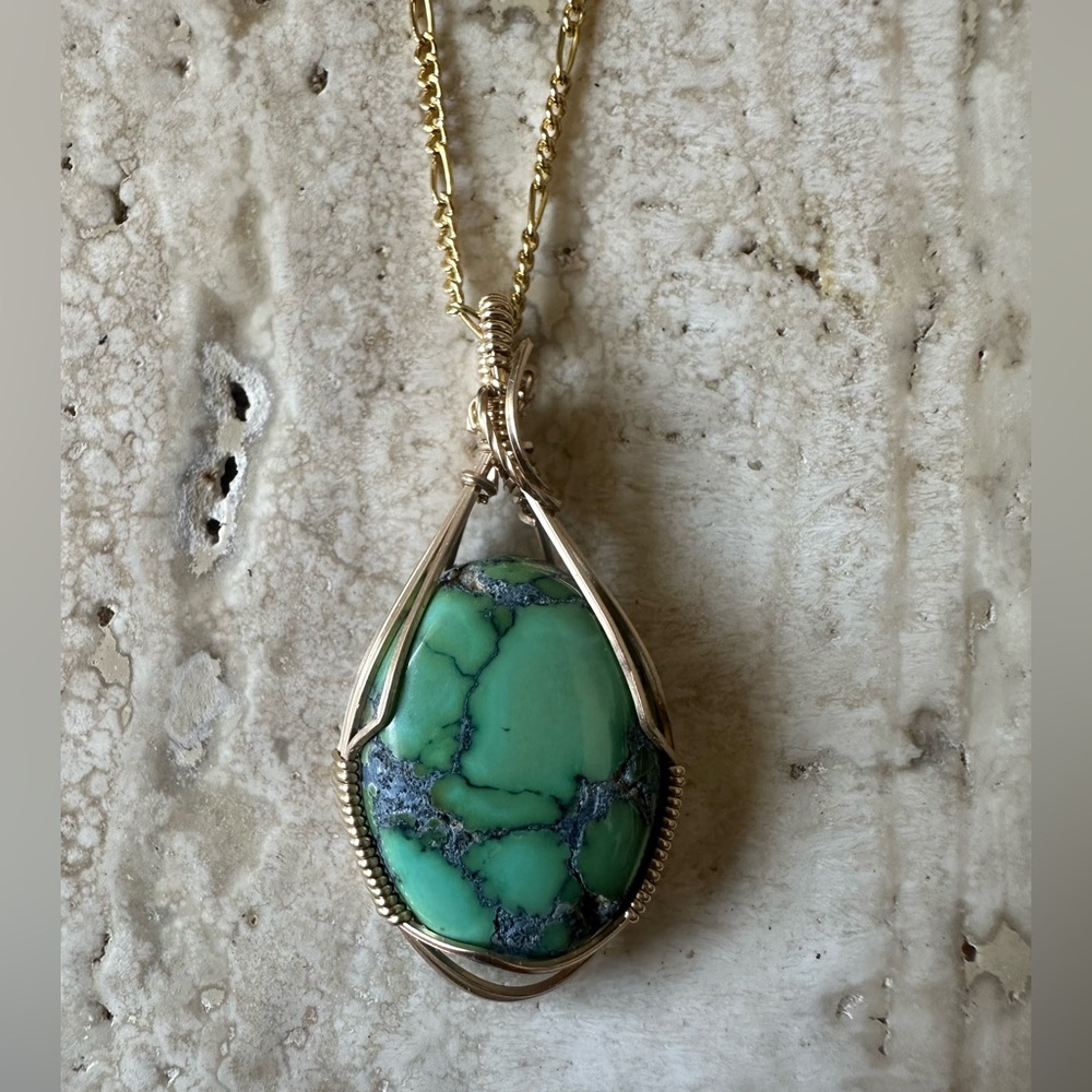 14k Gold Filled Turquoise necklace and plus Gold fill Chain